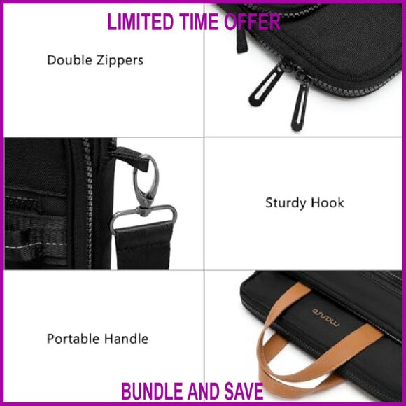 Vertical Laptop Shoulder Bag 15.6 Inch Messenger with Multiple Pockets - Picture 6 of 8